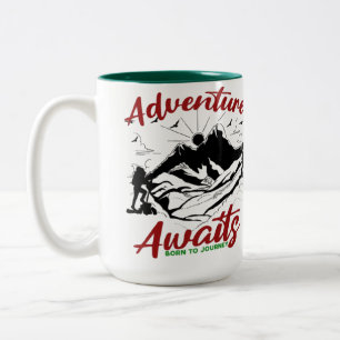 Caneca De Café Em Dois Tons Adventure aguarda a Copa de Viagem Motivacional Mu
