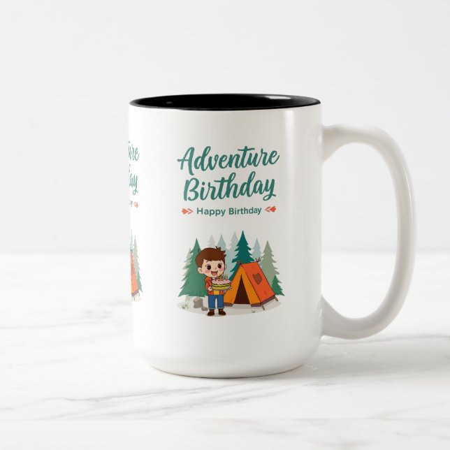 Caneca De Café Em Dois Tons Adventure Birthday Camping Kids Art (Direita)