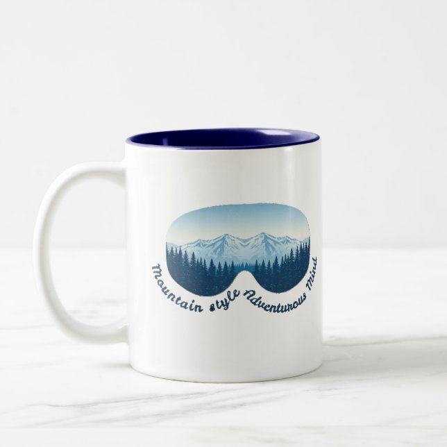 Caneca De Café Em Dois Tons Adventure Ski Goggle Mountain Reflection  (Esquerda)