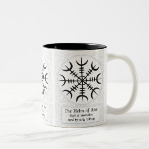 Caneca De Café Em Dois Tons AEgishjálmr - Helma Viking da Proteção Norse Awe