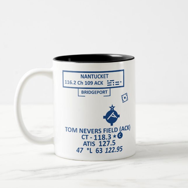 Caneca De Café Em Dois Tons Aeroporto de Nantucket (KACK) (Esquerda)