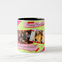 Caneca De Café Em Dois Tons Aestética Feliz Aniversário Desenhado À Mão