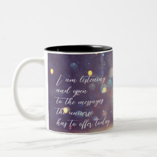 Caneca De Café Em Dois Tons Afirmação Positiva Verde/Dourado