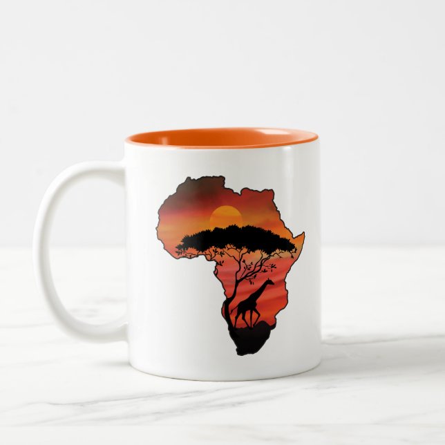 Caneca De Café Em Dois Tons Africa and Giraffe (Esquerda)