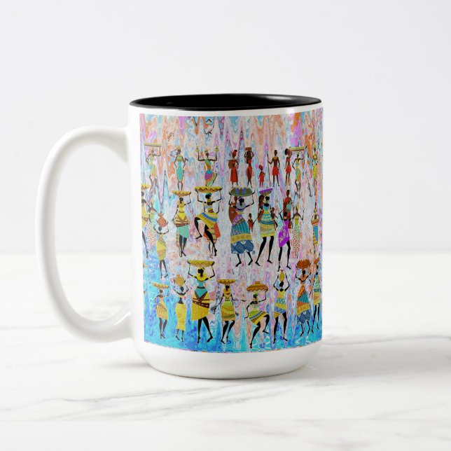 Caneca De Café Em Dois Tons African Village (Esquerda)
