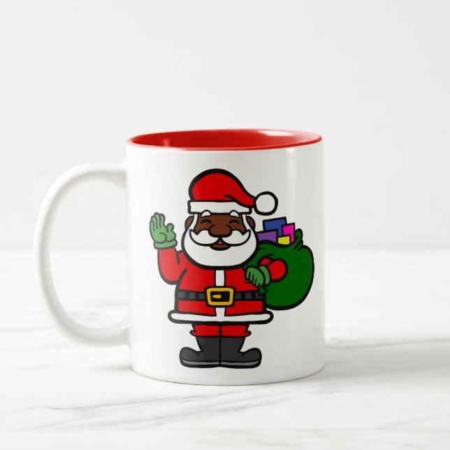 Caneca De Café Em Dois Tons africano negro santa claus xmas (Esquerda)
