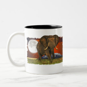 Caneca De Café Em Dois Tons Afro-Elefante e Savannah Moon