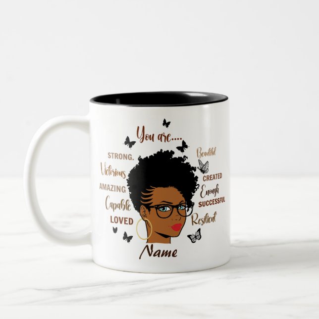 Caneca De Café Em Dois Tons Afro Girl Personalizada (Esquerda)
