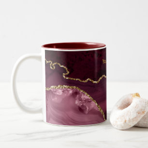 Caneca De Café Em Dois Tons Ágata Burgundy e Dourado