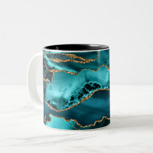 Caneca De Café Em Dois Tons Agate azul e Dourado