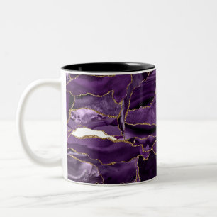 Caneca De Café Em Dois Tons Agato de brilho roxo e Dourado
