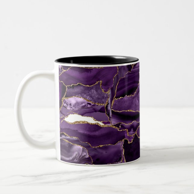 Caneca De Café Em Dois Tons Agato de brilho roxo e Dourado (Esquerda)
