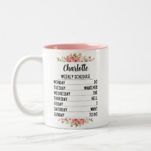 Caneca De Café Em Dois Tons Agendamento Semanal De Reforma Com Nome Personaliz