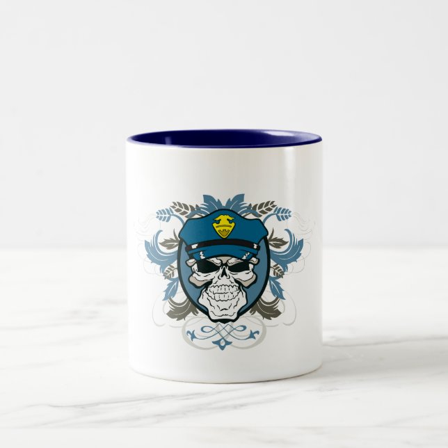 Caneca De Café Em Dois Tons Agente da polícia do crânio (Centro)