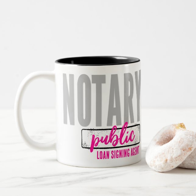 Caneca De Café Em Dois Tons Agente de Assinatura de Empréstimo Público Notário (Com Donut)