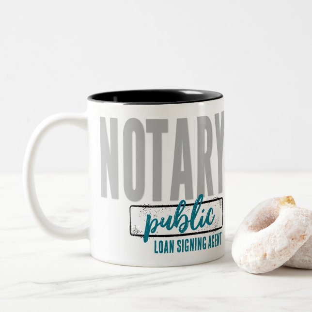 Caneca De Café Em Dois Tons Agente de Assinatura de Empréstimo Público Notário (Com Donut)
