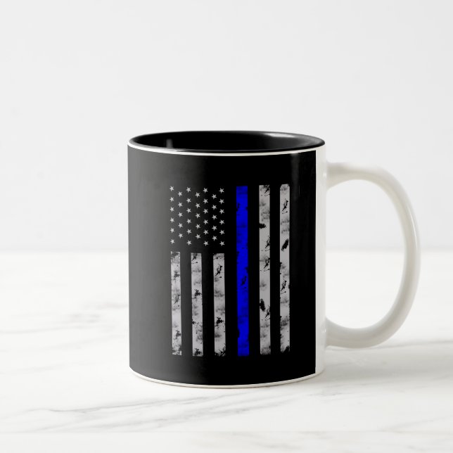 Caneca De Café Em Dois Tons Agente policial da bandeira azul fina (Direita)