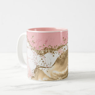 Caneca De Café Em Dois Tons Agitação de brilho do mármore Dourado rosa