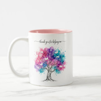 Caneca De Café Em Dois Tons Agradecimento ao Professor Árvore Aquarela