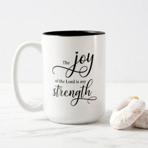 Caneca De Café Em Dois Tons Agrida a alegria do senhor é minha força