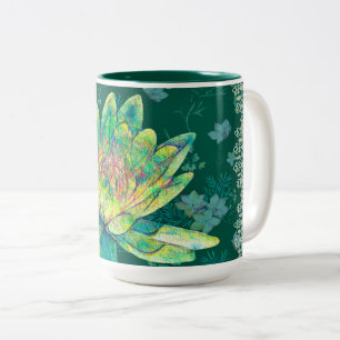Caneca De Café Em Dois Tons Água Lilly e Lace Green Mug