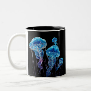 Caneca De Café Em Dois Tons Água-viva. Água-viva de cristal magro