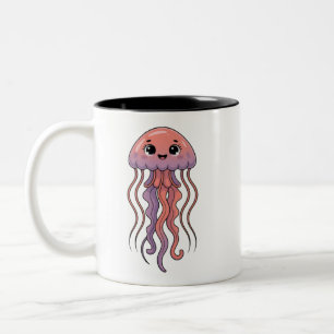Caneca De Café Em Dois Tons Água-viva Fofo Estética Oceânica
