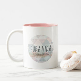 Caneca De Café Em Dois Tons Aguarela do verão de Pura Vida Costa Rica