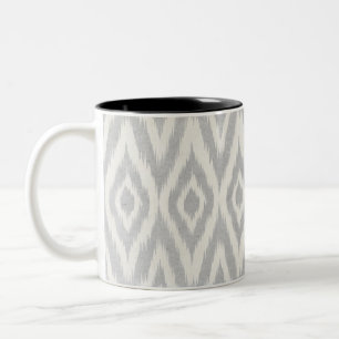 Caneca De Café Em Dois Tons Aguarela Pastel asteca cinzenta Ikat brandamente