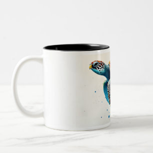Caneca De Café Em Dois Tons Águas Calmas: Celebrar Tartarugas do Mar com ocean