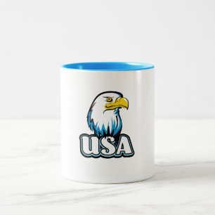 Caneca De Café Em Dois Tons Águia Americana dos EUA (edição azul limitada)