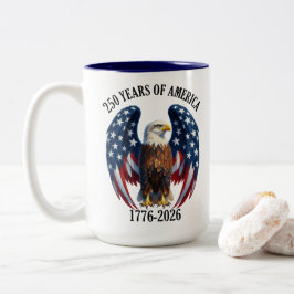 Caneca De Café Em Dois Tons Águia Americana Patriótica 250 Anos 1776-2026
