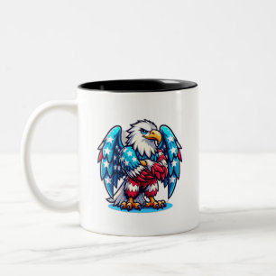 Caneca De Café Em Dois Tons Águia americana segurando a mão