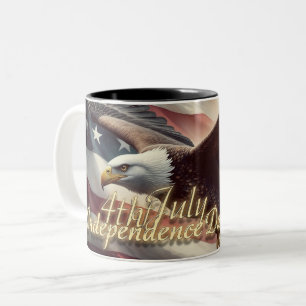 Caneca De Café Em Dois Tons Águia de 4 de Julho com Bandeira Americana