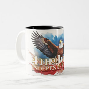 Caneca De Café Em Dois Tons Águia de 4 de Julho – Desenho de Arte Patriótica