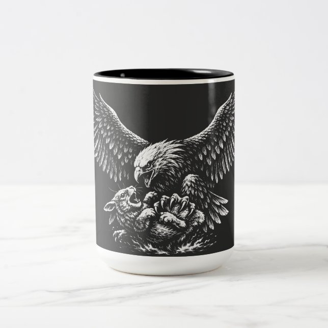 Caneca De Café Em Dois Tons Águia de Cinzas por BurnsInHell (Centro)