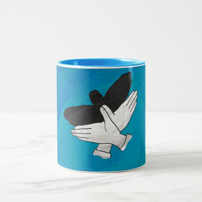 Caneca De Café Em Dois Tons Águia Sombra em Azul (Centro)