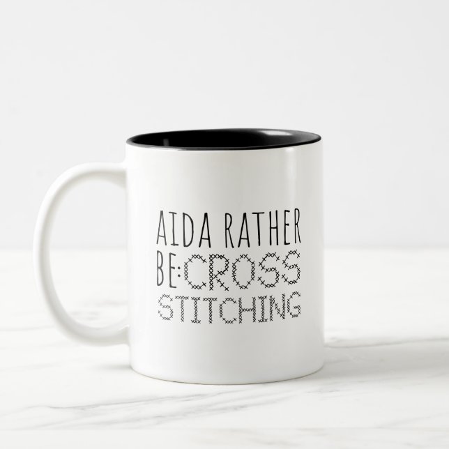 Caneca De Café Em Dois Tons Aida Rather Be Cross Stitching Fun (Esquerda)