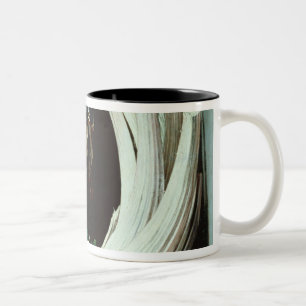 Caneca De Café Em Dois Tons Ainda vida com pássaros inoperantes, fruta e