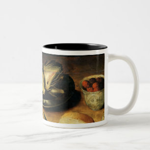 Caneca De Café Em Dois Tons Ainda vida com uma alcachofra