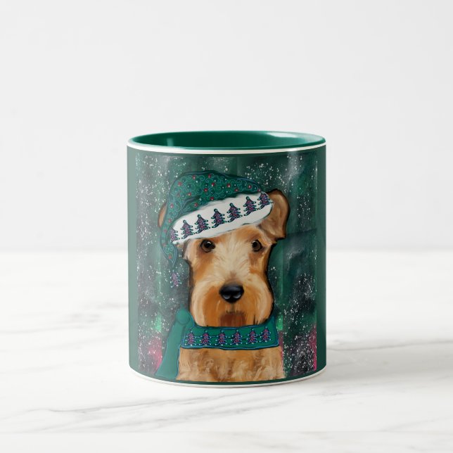 Caneca De Café Em Dois Tons Airedale Terrier (Centro)