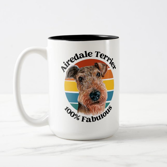 Caneca De Café Em Dois Tons Airedale Terrier, citação engraçada, Mug Café de D (Esquerda)