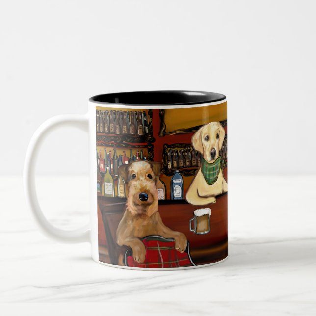 CANECA DE CAFÉ EM DOIS TONS AIREDALE TERRIER E AMIGOS (Esquerda)