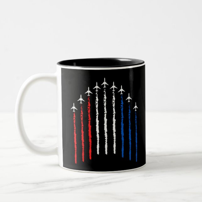 Caneca De Café Em Dois Tons Airforce Flyover  4th Of July (Esquerda)