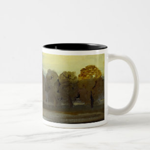 Caneca De Café Em Dois Tons Ajardine com attrib do lago (cena do lago)