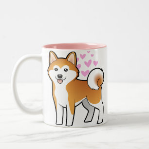Caneca De Café Em Dois Tons Akita Inu/amor de Shiba Inu