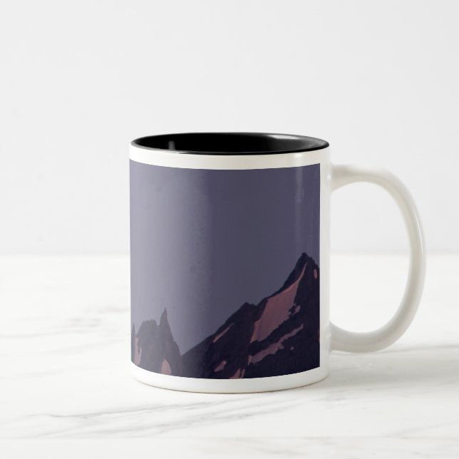 Caneca De Café Em Dois Tons Alasca, Montanhas Chugach Lua cheia nasce (Direita)