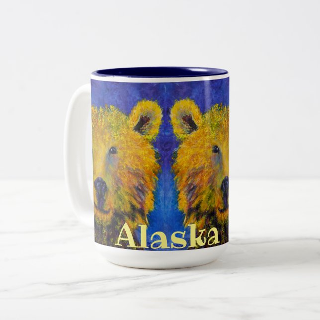 Caneca De Café Em Dois Tons Alaskan PeekaBear 15oz Coffee Mug (Frente Esquerda)