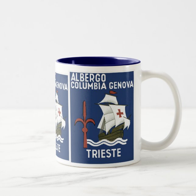 Caneca De Café Em Dois Tons Albergo Columbia Genoa ~ Trieste (Direita)