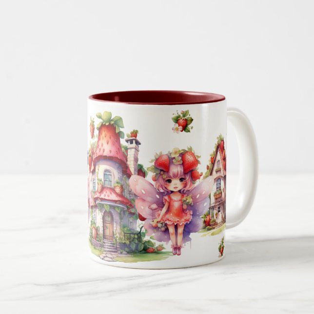 Caneca De Café Em Dois Tons Aldeia de Leite de Morango (Frente Esquerda)